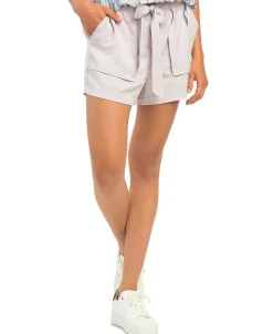 Women's Elastic-Waist Belted Shorts