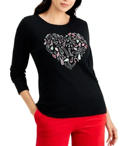 Women's Embellished Heart Top