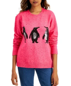 Women's Embellished Penguin Sweater