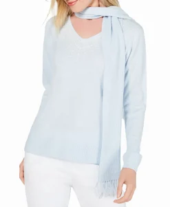 Women's Embellished Scarf Sweater