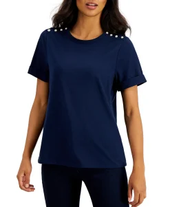 Women's Embellished-Shoulder Top