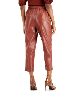 Women's Faux-Leather Cropped Pants