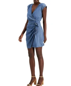 Women's Faux-Wrap Denim Dress