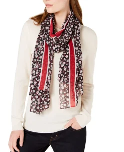 Women's Floral Stripe Chiffon Scarf
