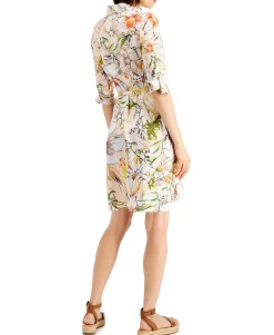 Women's Floral-Print Belted Shirtdress