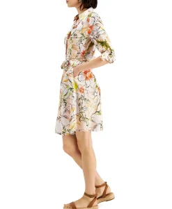 Women's Floral-Print Belted Shirtdress