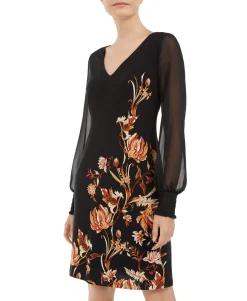 Women's Floral-Print Statement-Sleeve Dress