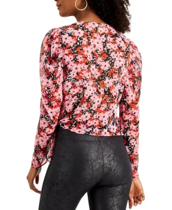 Women's Floral-Print Tie-Hem Top