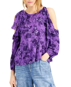 Women's Floral-Printed Cold-Shoulder Blouse