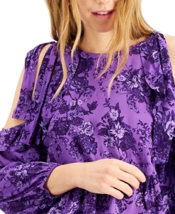 Women's Floral-Printed Cold-Shoulder Blouse