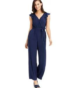 Women's Flutter-Sleeve Cropped Jumpsuit