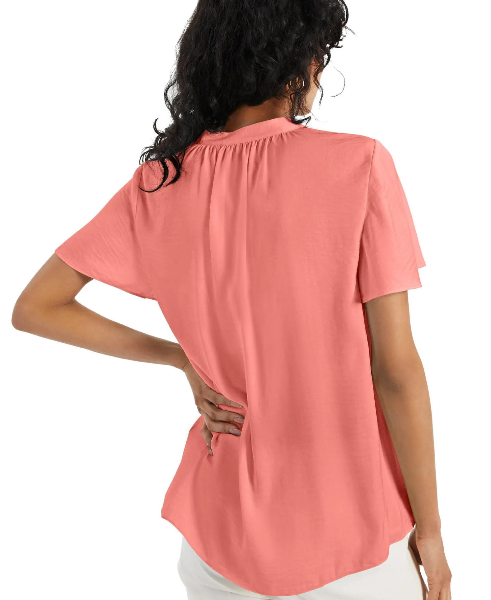 Women's Flutter-Sleeve Split-Neck Top