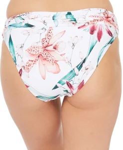 Women's Flyaway Orchid Printed Shirred Band Hipster Bikini Bottoms