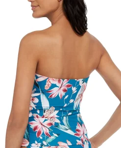 Women's Flyaway Orchid Printed Bandeau Tankini Top