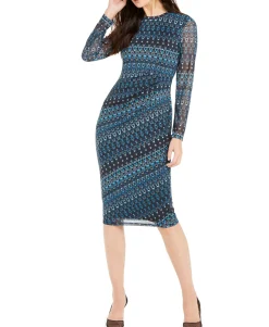 Women's Geometric Print Midi Sheath Dress