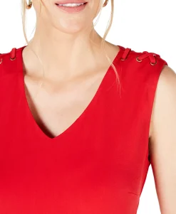 Women's Grommet-Shoulder Sheath Dress