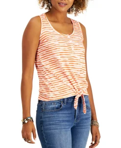 Women's Henley Tie-Front Tank Top