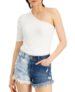 Women's High Rise Two-Tone Jean Shorts