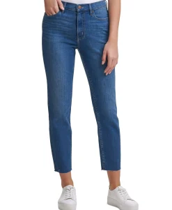 Women's High-Rise Raw Hem Ankle Jeans
