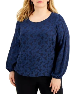 Women's Jacquard Bubble-Hem Top