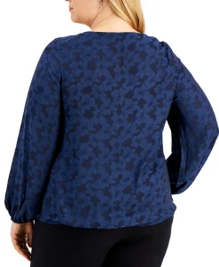 Women's Jacquard Bubble-Hem Top