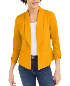 Women's Knit-Crepe Ruched-Sleeve Blazer