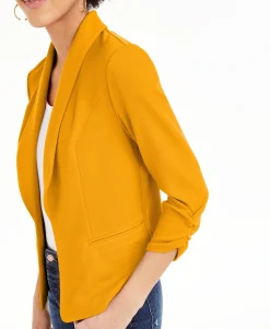 Women's Knit-Crepe Ruched-Sleeve Blazer