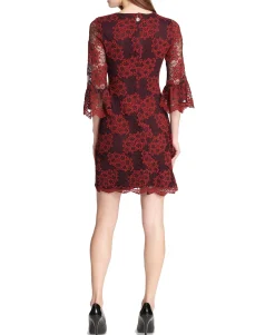 Women's Lace Bell-Sleeve A-Line Dress