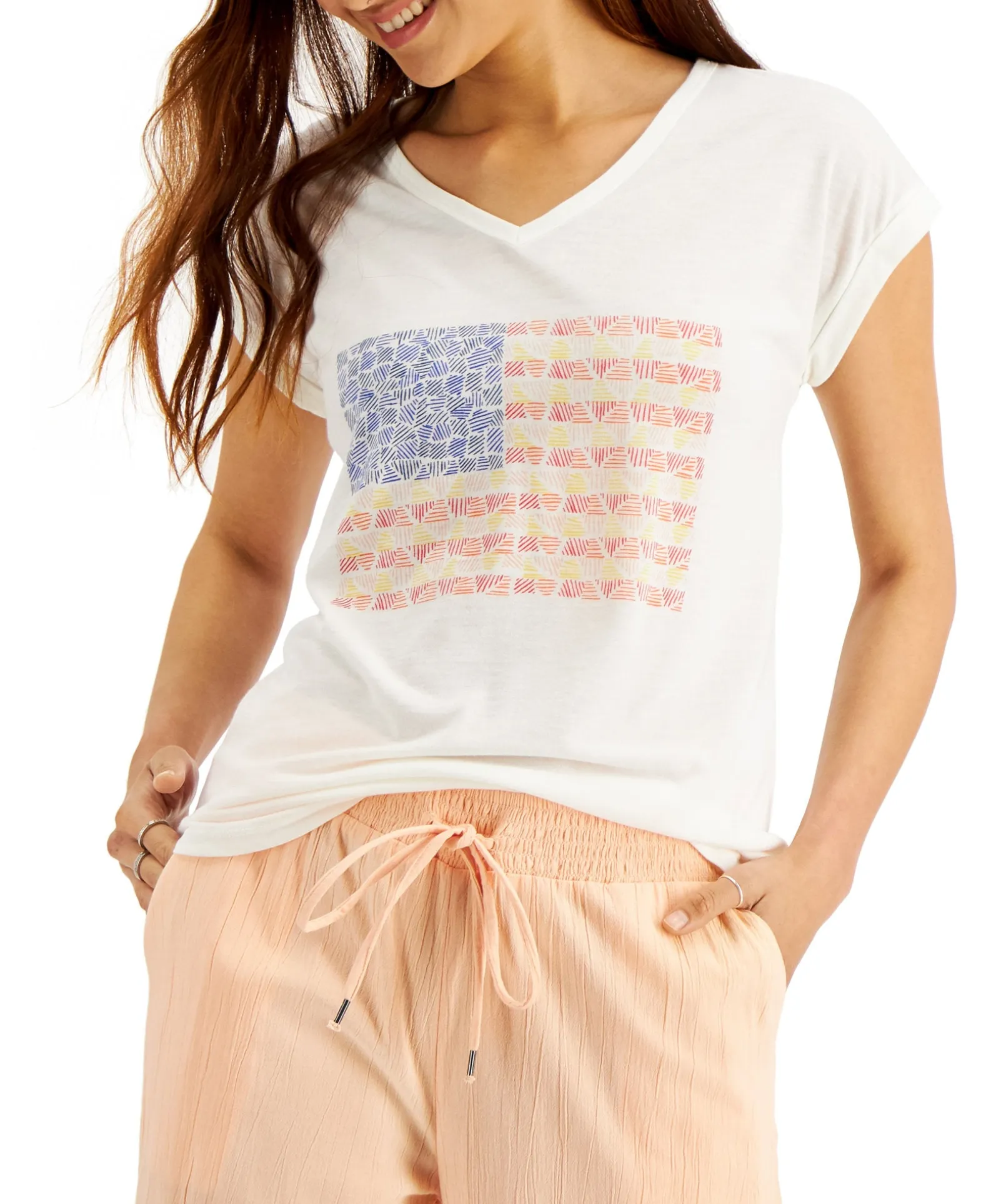 Women's Line Flag-Graphic T-Shirt