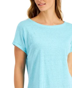 Women's Linen Boat-Neck Top