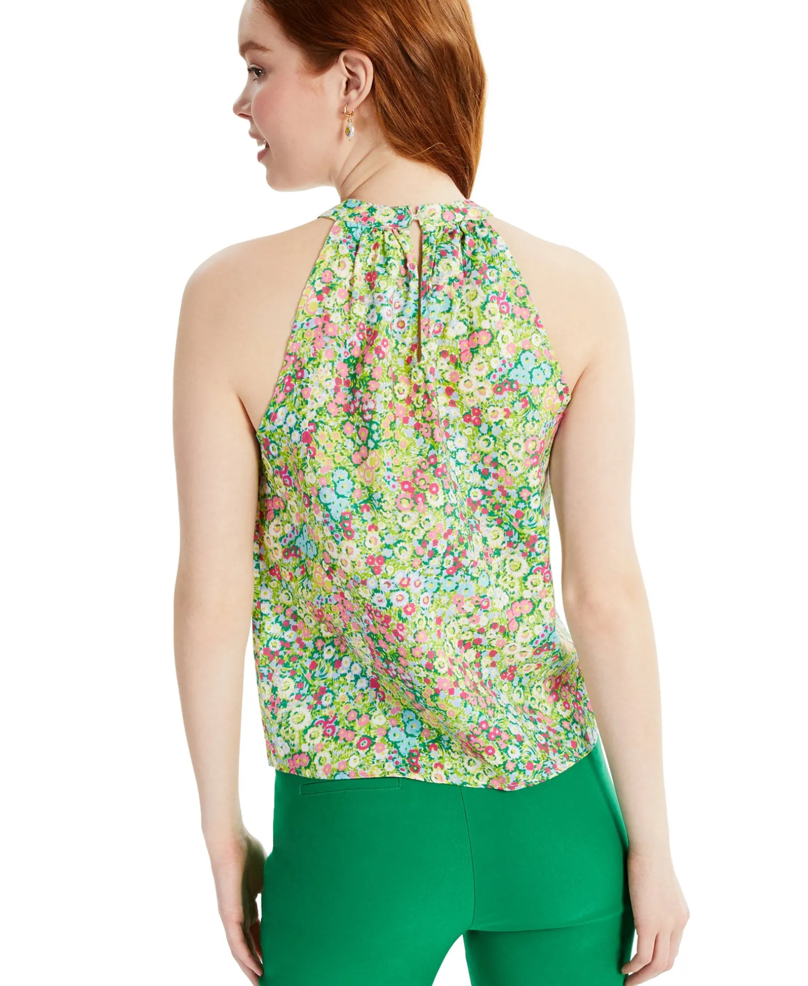 Women's Linen Floral-Print Halter Top