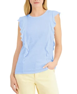Women's Linen Ruffled Top