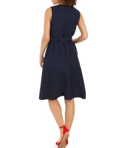 Women's Linen-Blend Button-Front Dress