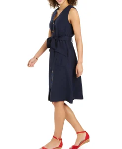 Women's Linen-Blend Button-Front Dress