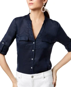 Women's Linen-Blend Utility Shirt