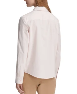 Women's Long-Sleeve Striped Button-Up Shirt