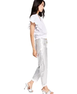 Women's Metallic Boyfriend Jeans
