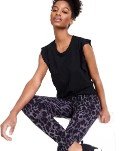 Women's Mixed Media Flutter-Sleeve Top