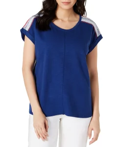 Women's Mixed Media Scoop-Neck Top