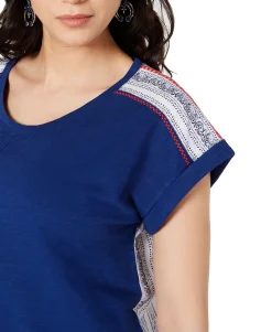 Women's Mixed Media Scoop-Neck Top