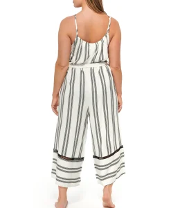 Women's Newport Stripes Belted Jumpsuit Cover-Up