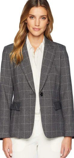 Women's Novelty Windowpane Plaid Jacket