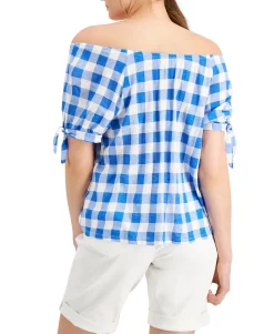 Women's Off-the-Shoulder Gingham Top
