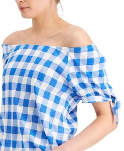 Women's Off-the-Shoulder Gingham Top