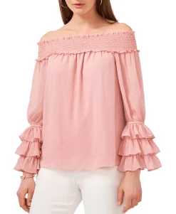 Women's Off-The-Shoulder Printed Chiffon Top