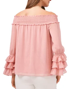 Women's Off-The-Shoulder Printed Chiffon Top