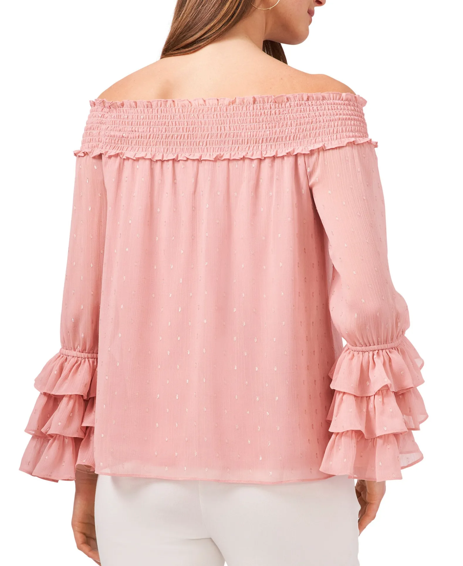 Women's Off-The-Shoulder Printed Chiffon Top