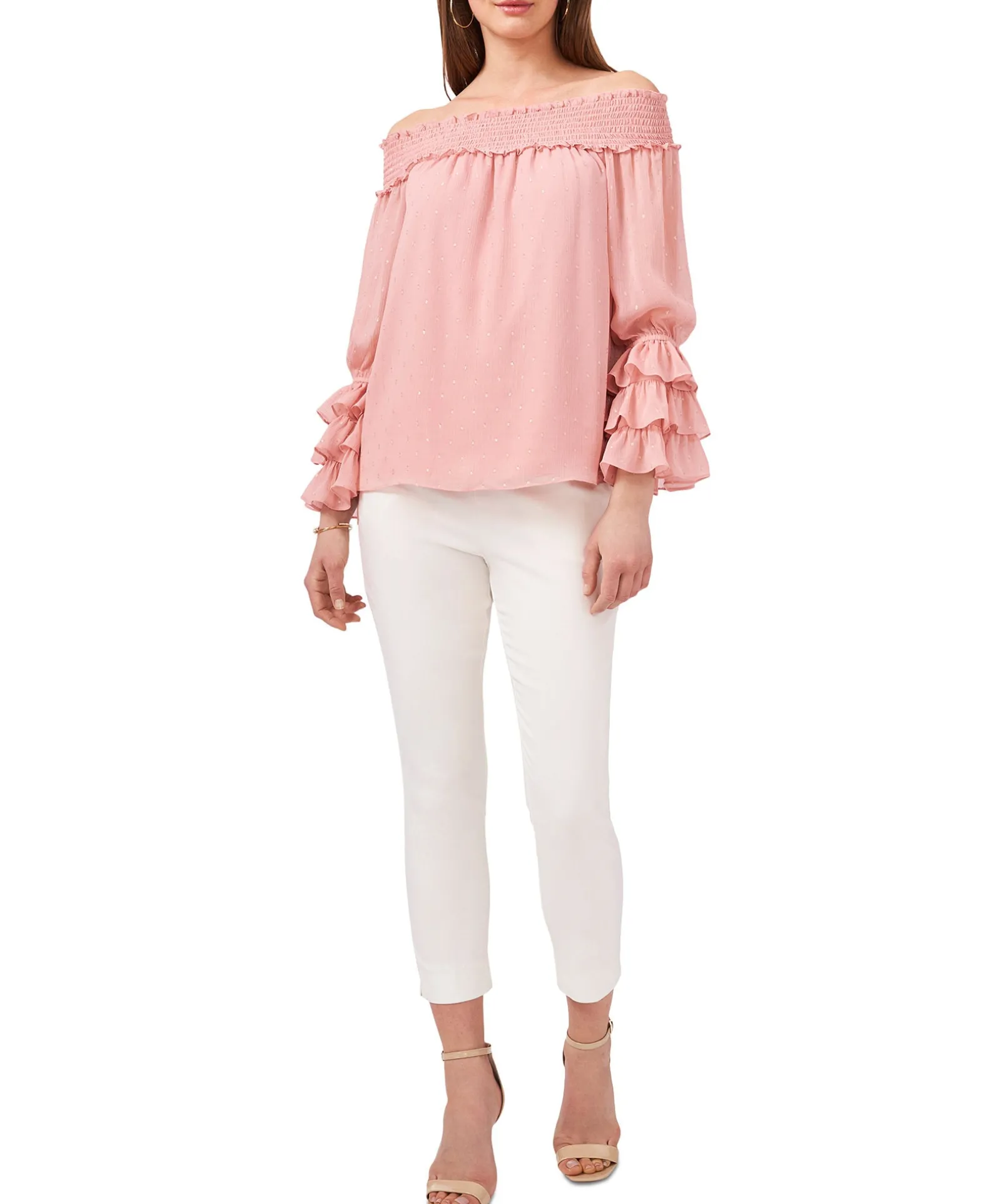 Women's Off-The-Shoulder Printed Chiffon Top