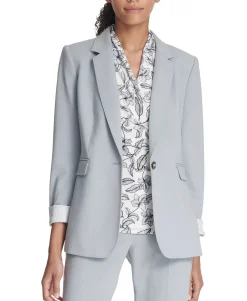 Women's One-Button Jacket With Striped Cuffs