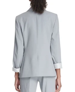 Women's One-Button Jacket With Striped Cuffs